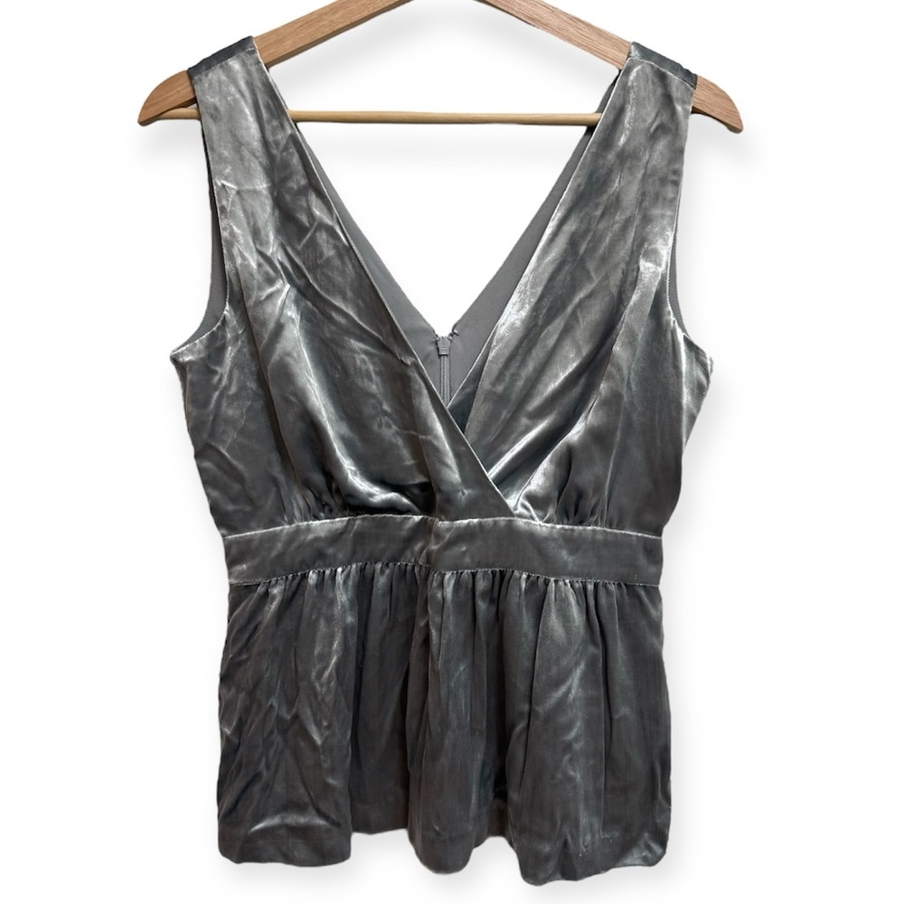 J. Crew Collection V-Neck Silk Blend Velvet Peplum Top‎ Size 2
